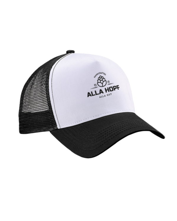 Woinemer Trucker Cap Alla Hopf – schwarz-weiße Retro-Cap mit Snapback