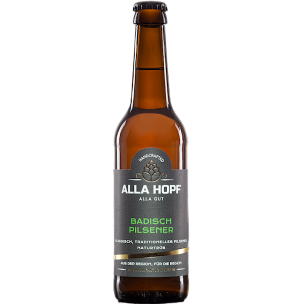 Alla Hopf Pilsener Badisch – Pils artesanal sin filtrar en botella de 0,33 l