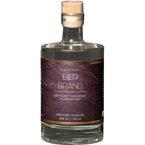 Woinemer Beer Brandy – clear beer brandy 40% ABV in a bottle