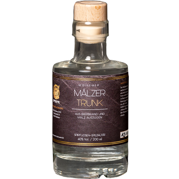 Woinemer Mälzertrunk – aguardiente de cerveza de malta sedoso y acaramelado en botella